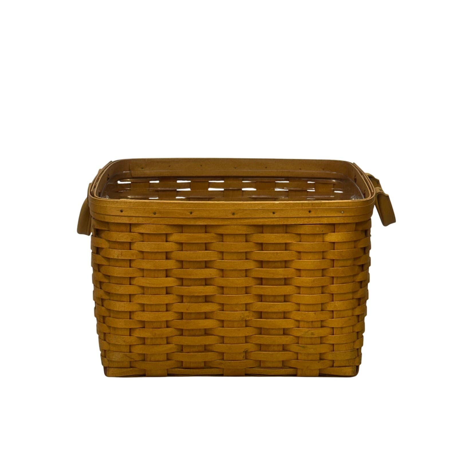 Longaberger 2003 Magazine Slant Basket Divider Insert Leather Handles-Excellent