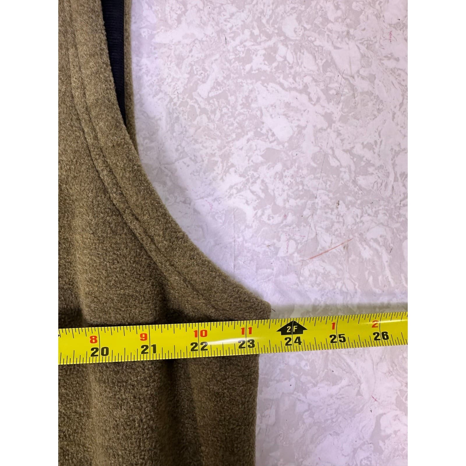 ORVIS Sherpa Mock Fleece #1G40 Vest Mens L Faux Suede Accent Full Zip Bungee Hem - Thumbnail 12