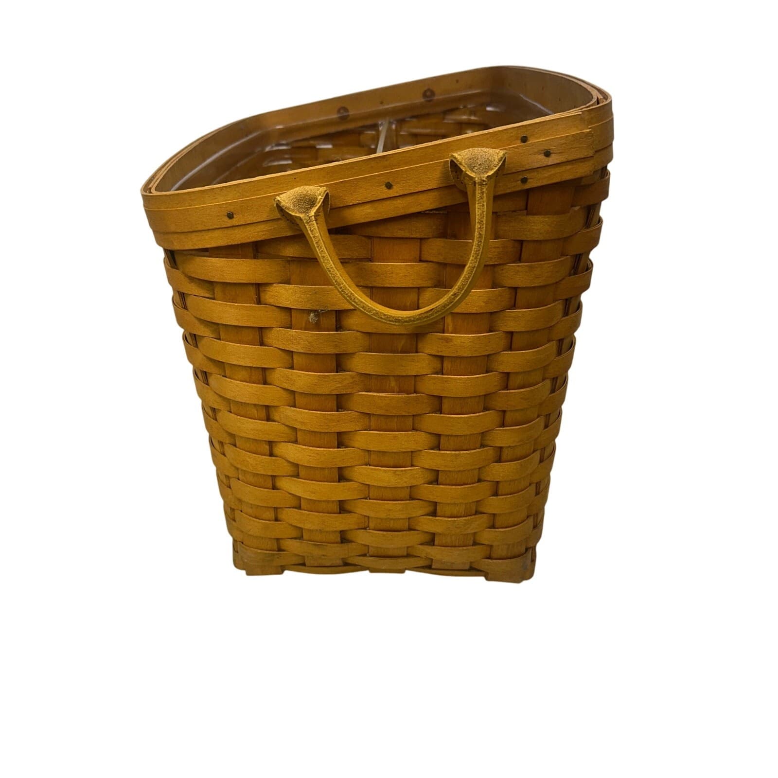 Longaberger 2003 Magazine Slant Basket Divider Insert Leather Handles-Excellent - Thumbnail 4