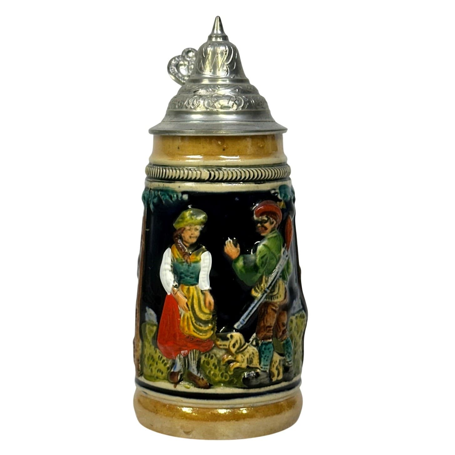 DBGM German 1/8 L 6.5" 'Jagers' Beer Stein with Decorative Lid - Thumbnail 2