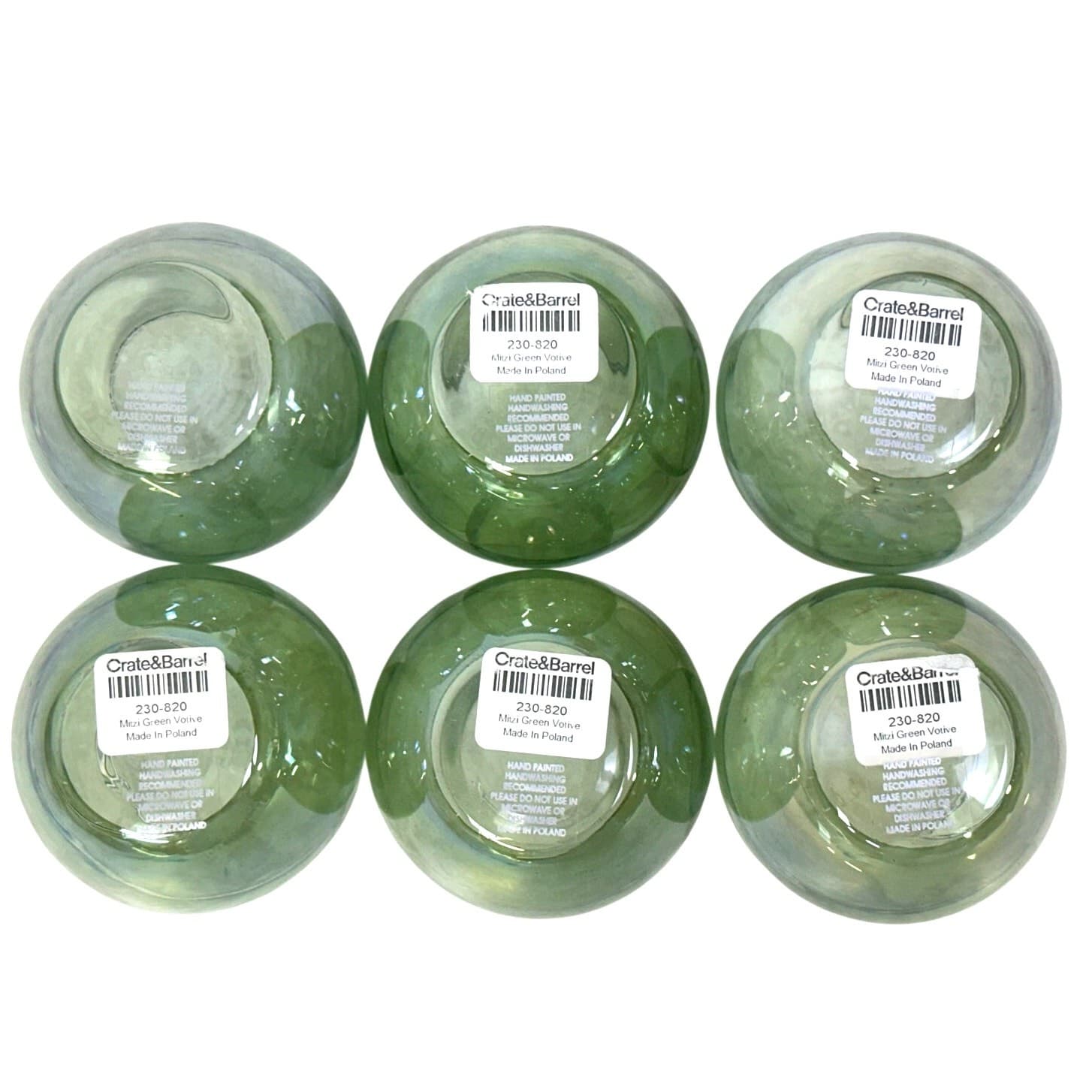 Crate & Barrel Mitzi Iridescent Green Votive Candle Holders Poland-Set of 6 - Thumbnail 3