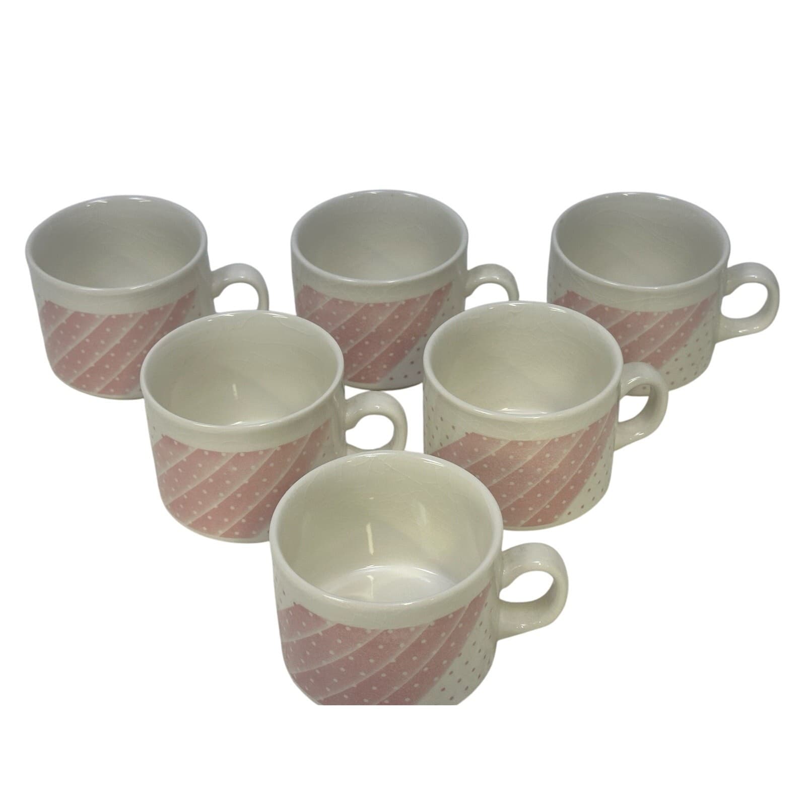 Churchill England 'Pink Shades' Vintage Flat Bottom Coffee Cups-Set of 6 - Thumbnail 2