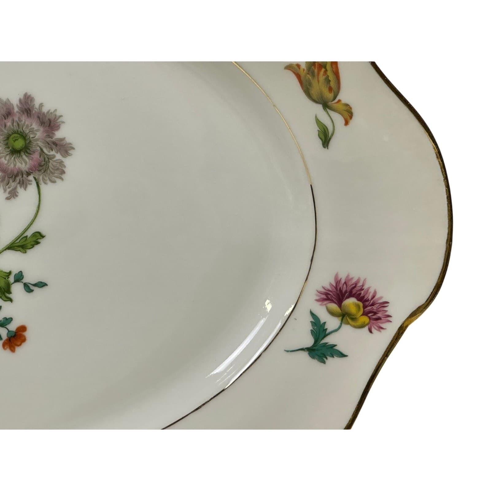 AJCO (AJ07) Vintage 1930's Gold Trim Flower Oval 16 x11 Serving Platter - Thumbnail 5
