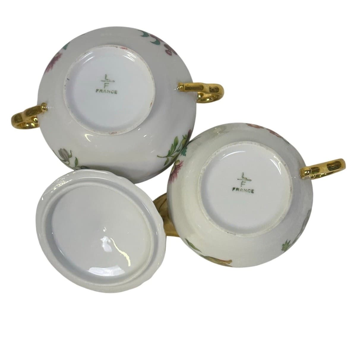 AJCO (AJ07) Vintage 1930's Gold Trim Flower Cream Pitcher/Sugar Bowl w/Lid - Thumbnail 7
