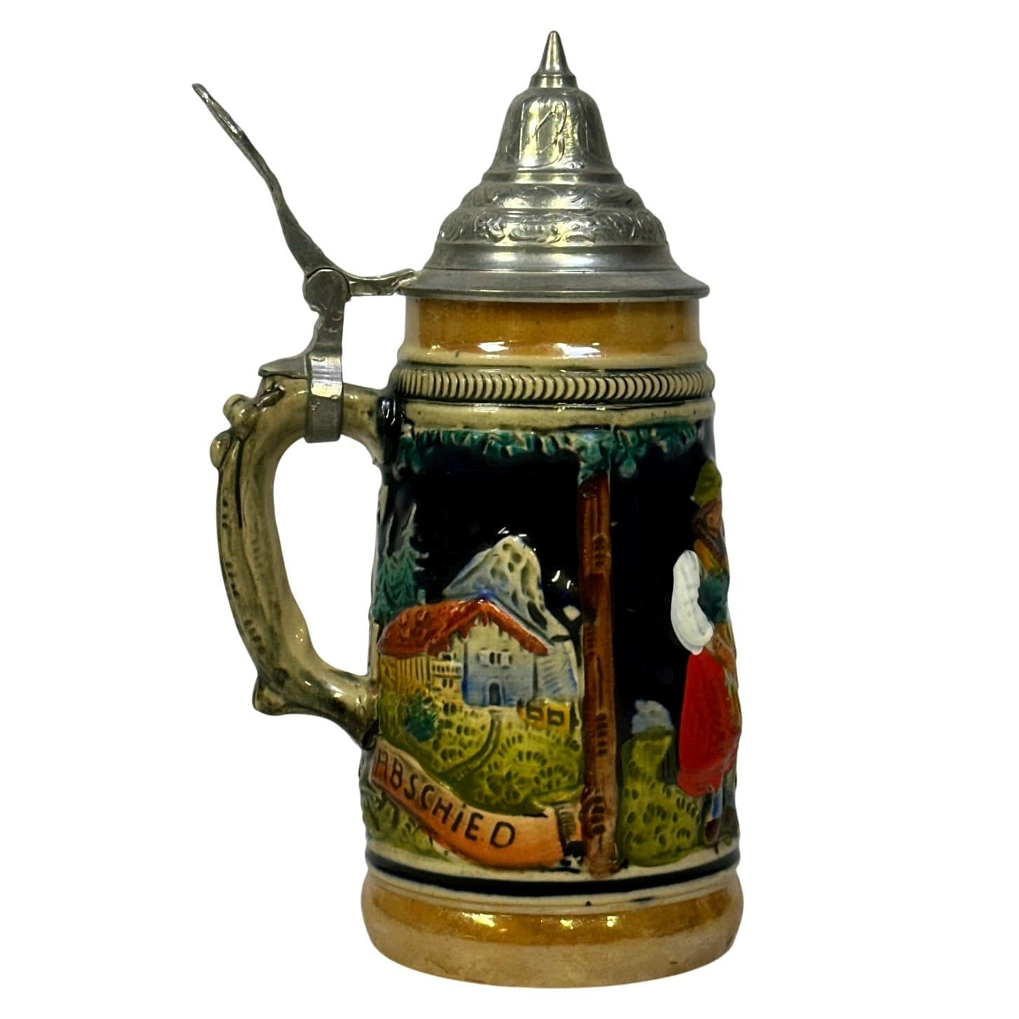 DBGM German 1/8 L 6.5" 'Jagers' Beer Stein with Decorative Lid - Thumbnail 3