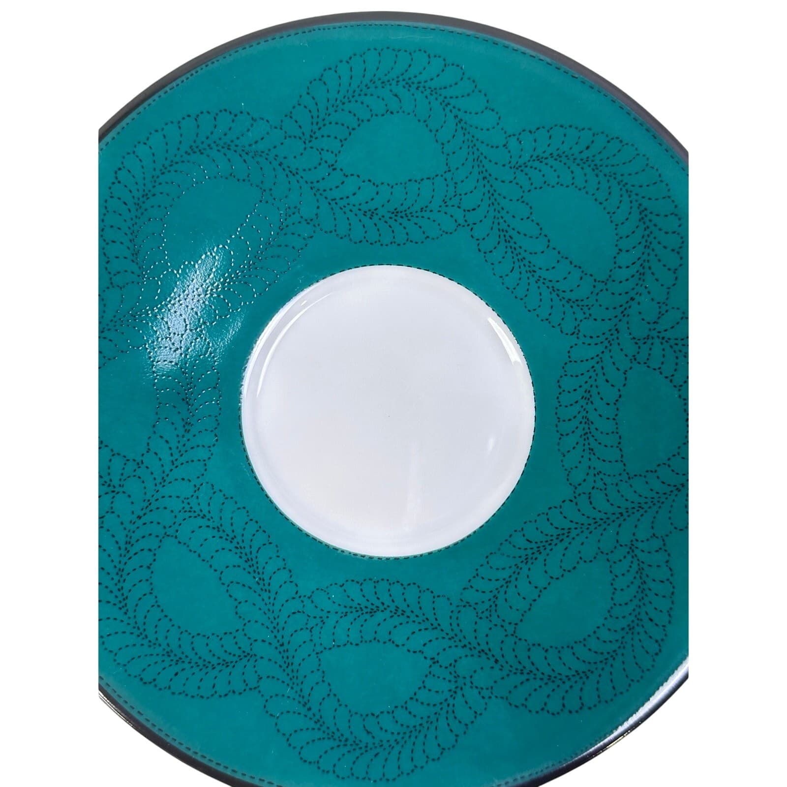 Dansk Portugal Retired 1993-1998 Quiltings Emerald Braid Demitasse Saucers-Set 2 - Thumbnail 2