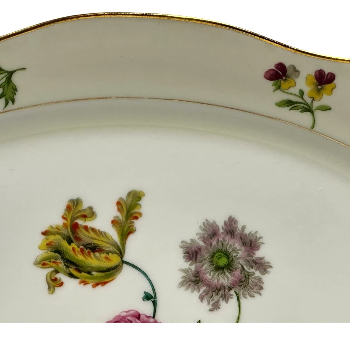 AJCO (AJ07) Vintage 1930's Gold Trim Flower Oval 16 x11 Serving Platter - Thumbnail 4
