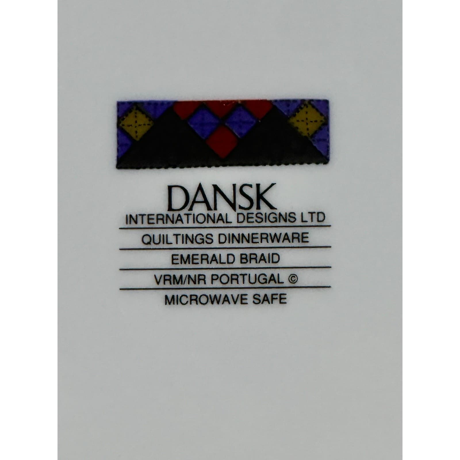 Dansk Portugal Retired 1993-1998 'Quiltings Emerald Braid' 11" Dinner Plate - Thumbnail 6