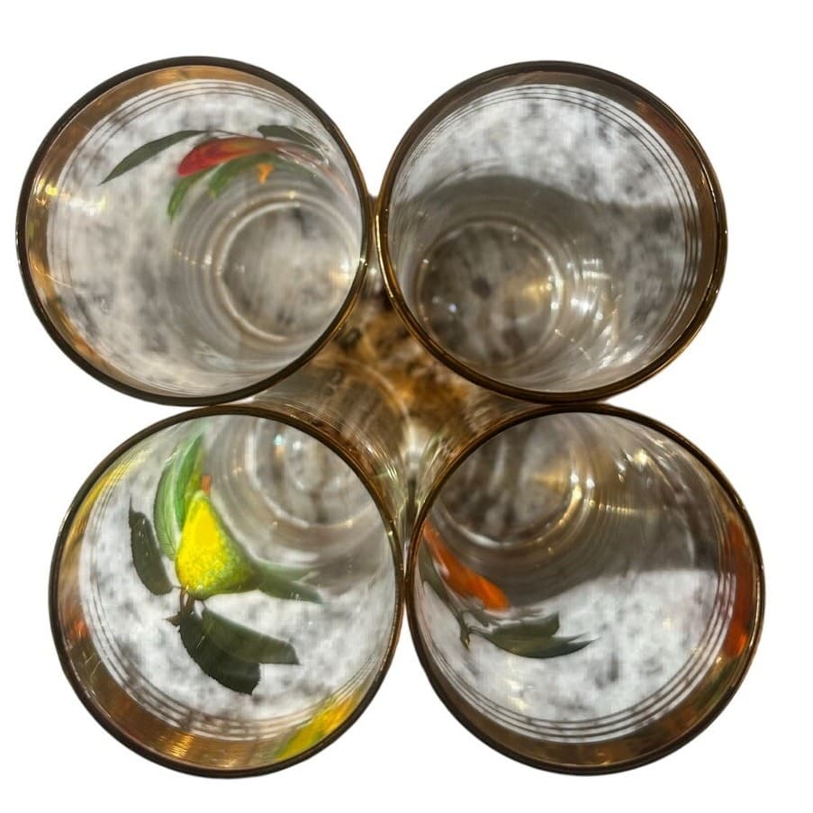West Virginia Glass Company Vintage 1950's 'Orchard' Gold Hi-Ball Glasses-Set 4 - Thumbnail 8