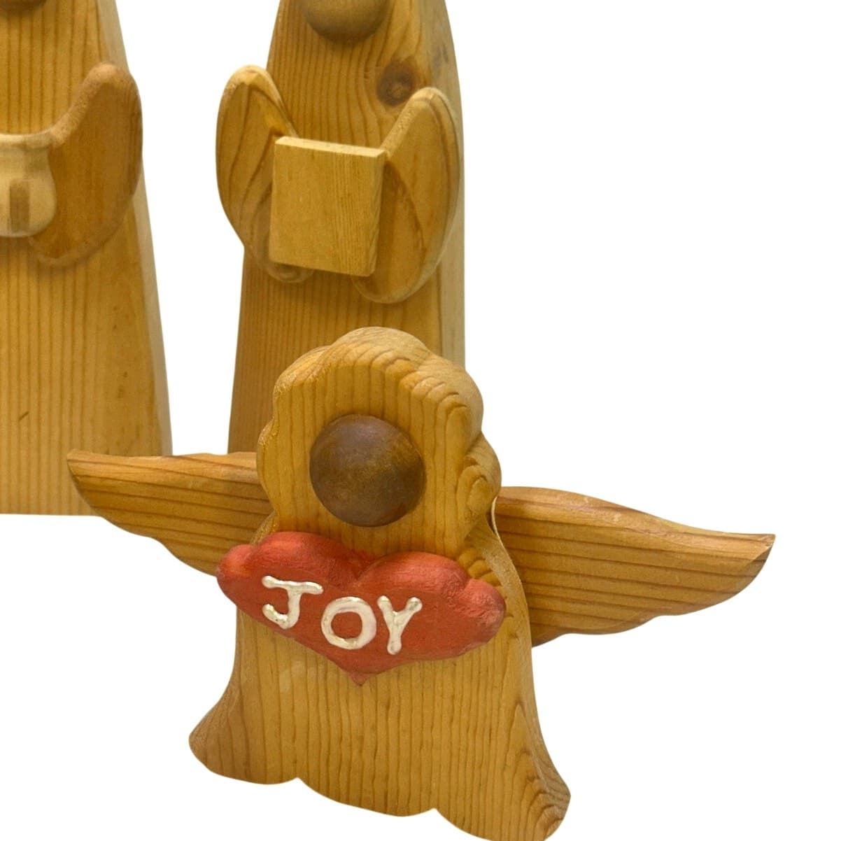 Rustic Wooden Crafted 9-Piece Nativity Holy Family Three Kings Angels Sheep - Thumbnail 2