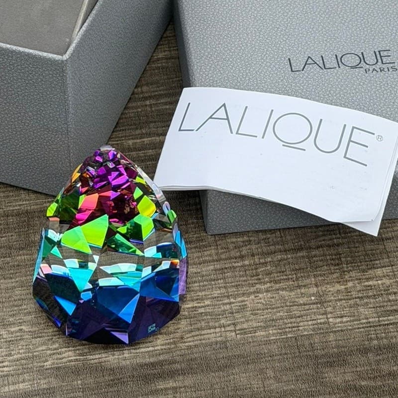 Lalique France Statuette Nu Reve Crystal Sculpture Rainbow Prism Art Glass w/Box - Thumbnail 6