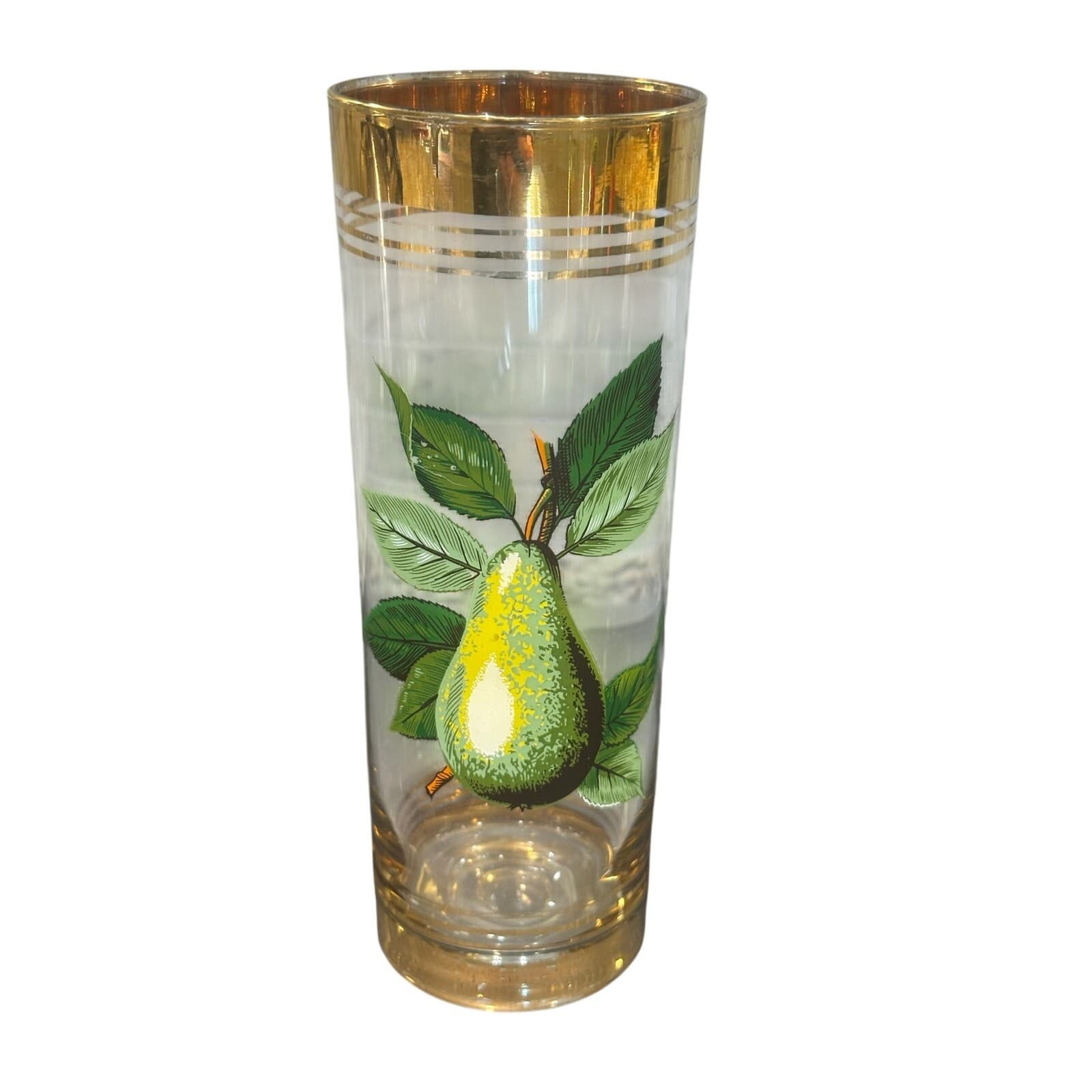 West Virginia Glass Company Vintage 1950's 'Orchard' Gold Hi-Ball Glasses-Set 4 - Thumbnail 13
