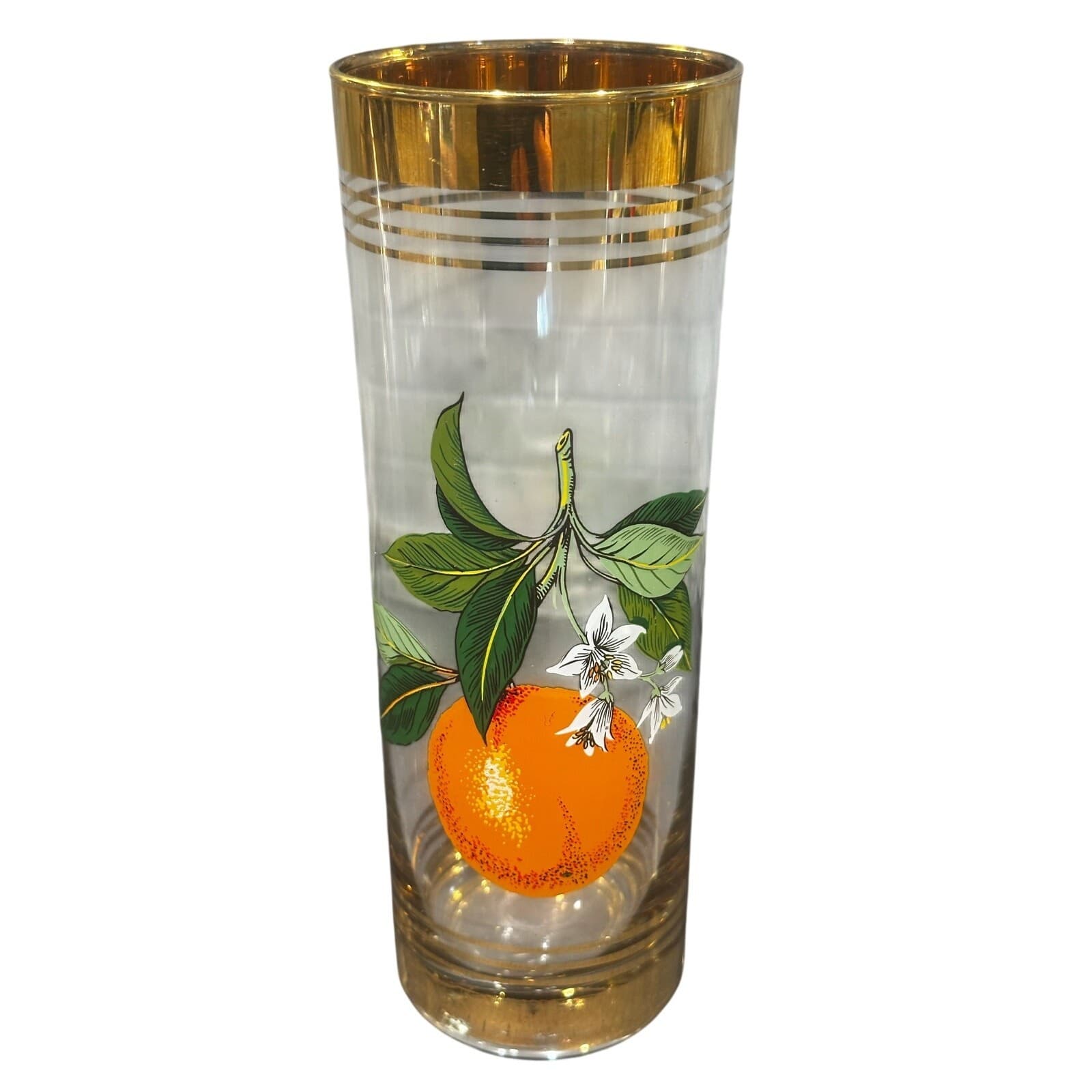 West Virginia Glass Company Vintage 1950's 'Orchard' Gold Hi-Ball Glasses-Set 4 - Thumbnail 12