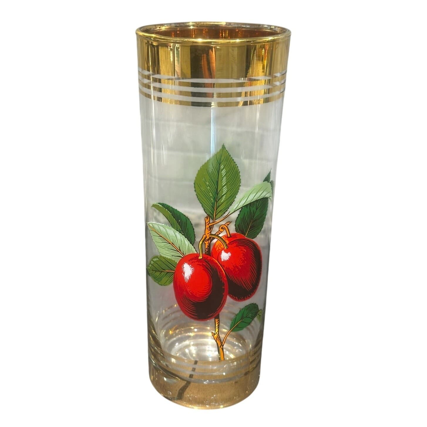 West Virginia Glass Company Vintage 1950's 'Orchard' Gold Hi-Ball Glasses-Set 4 - Thumbnail 11