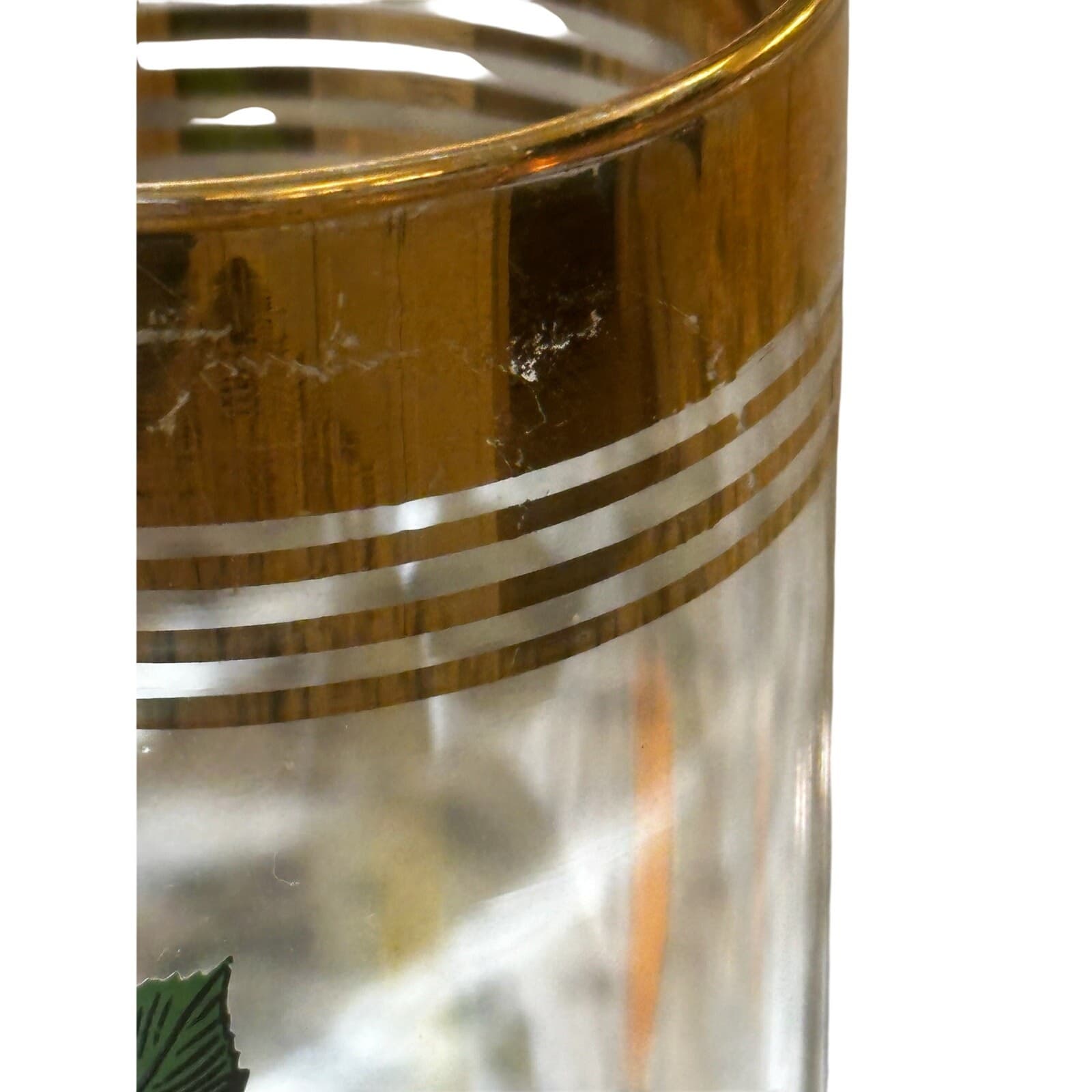 West Virginia Glass Company Vintage 1950's 'Orchard' Gold Hi-Ball Glasses-Set 4 - Thumbnail 6