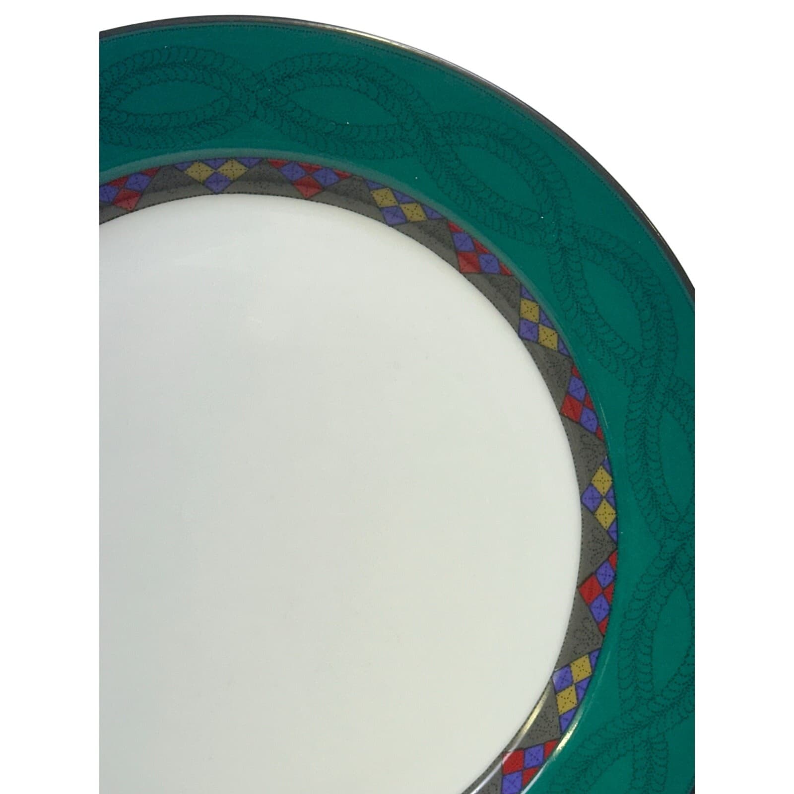 Dansk Portugal Retired 1993-1998 'Quiltings Emerald Braid' 11" Dinner Plate - Thumbnail 3