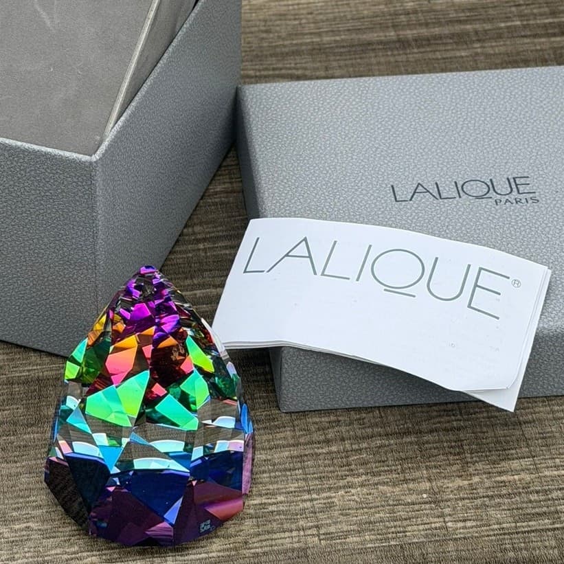 Lalique France Statuette Nu Reve Crystal Sculpture Rainbow Prism Art Glass w/Box - Thumbnail 3