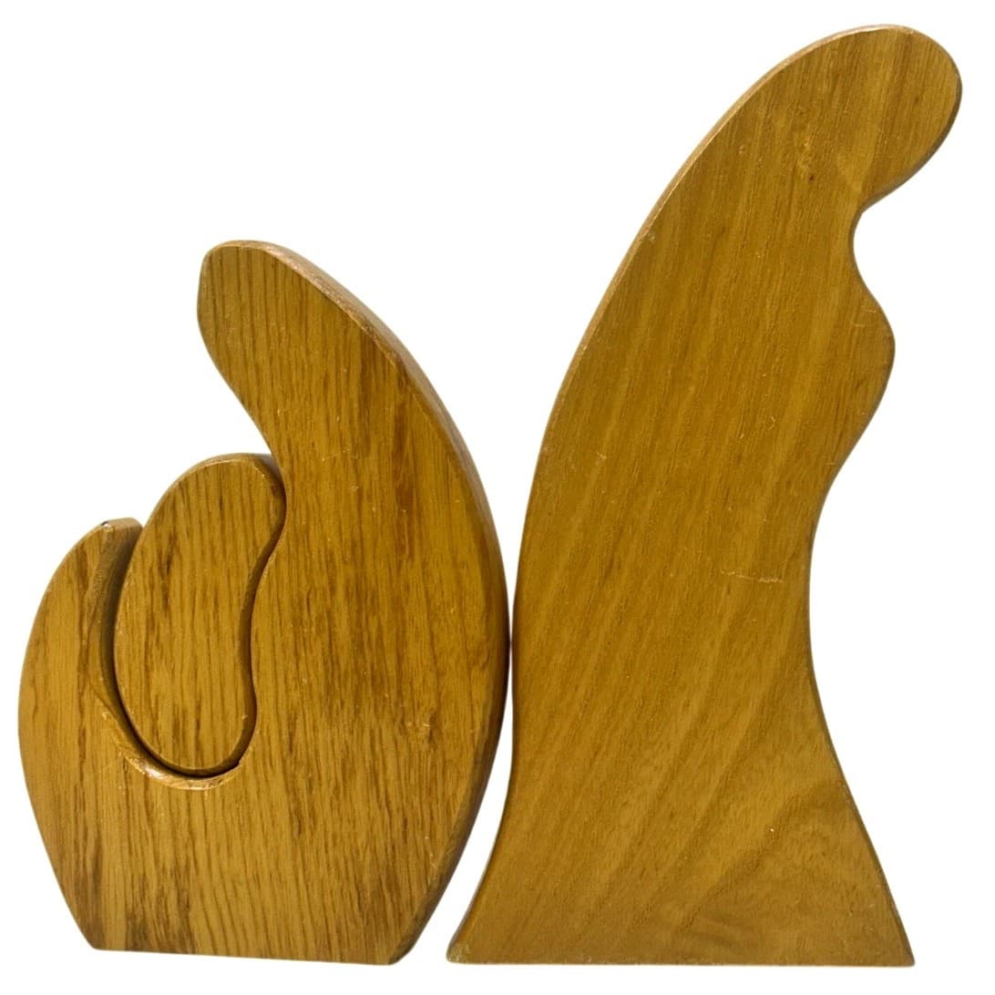 Wooden Three-Piece Abstract Holy Family Cut Out Nativity Scene - Thumbnail 3