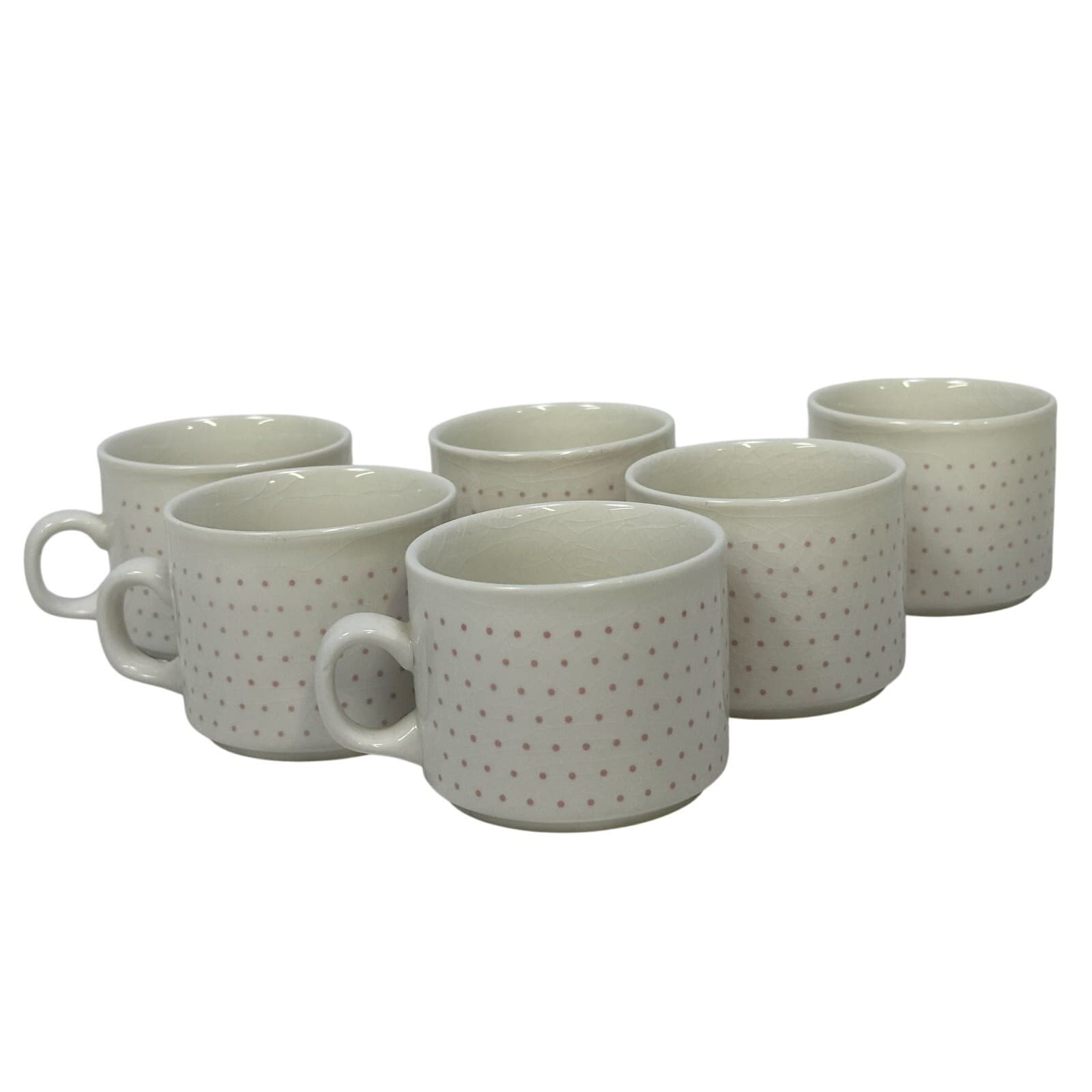 Churchill England 'Pink Shades' Vintage Flat Bottom Coffee Cups-Set of 6 - Thumbnail 3