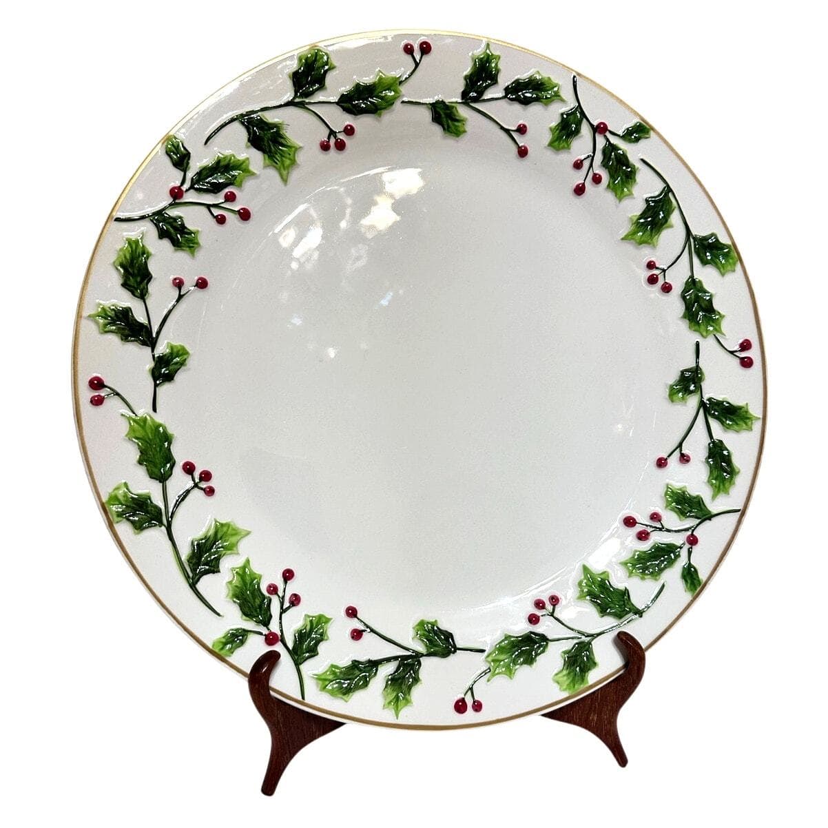 St. Nicholas Square "Holly Jolly" Embossed 11" Dinner Plate-Excellent Condition! - Thumbnail 3