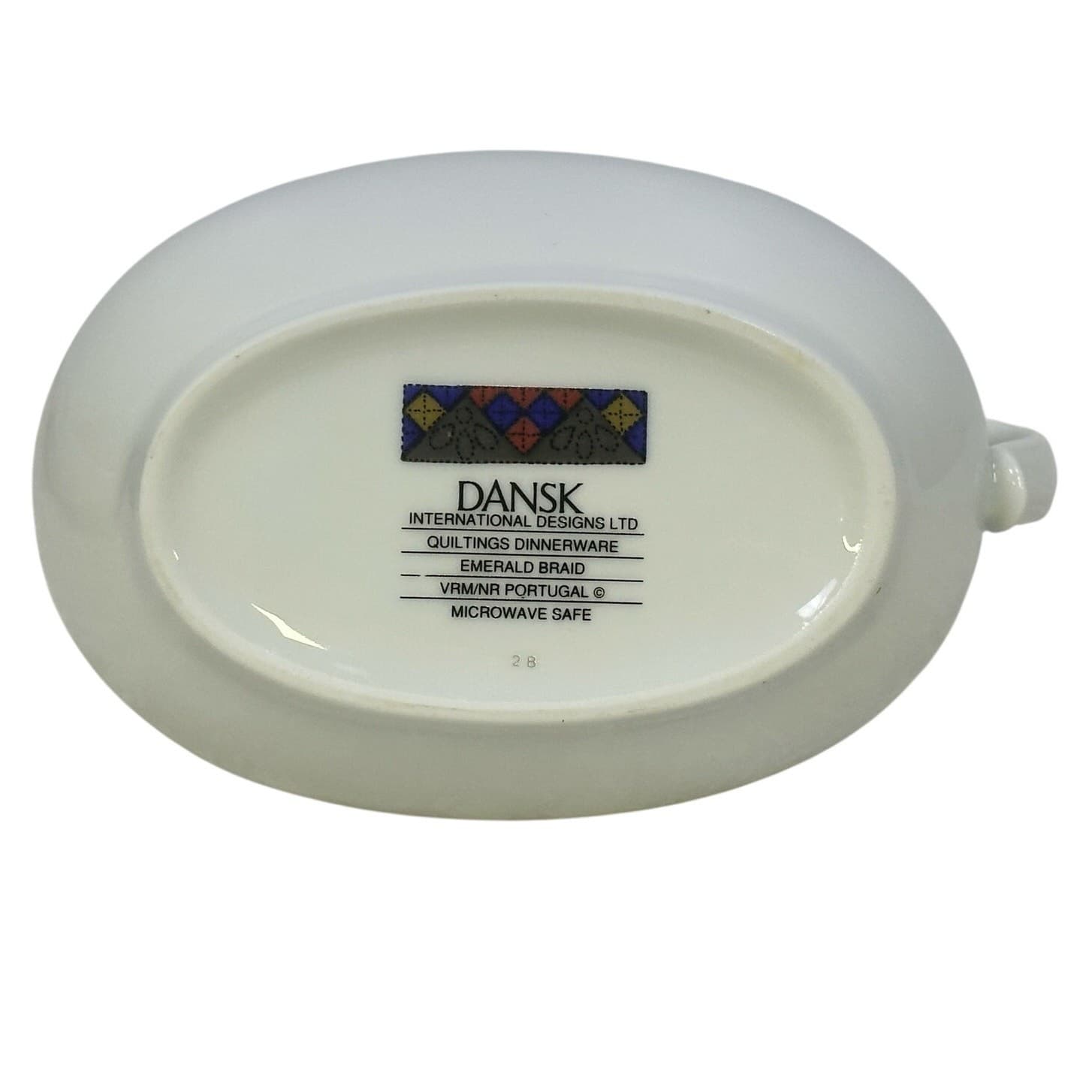 Dansk Portugal Retired 1993-1998 'Quiltings Emerald Braid' Gravy Boat - Thumbnail 7