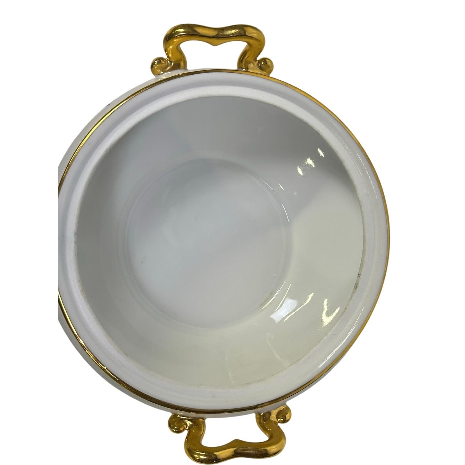 AJCO (AJ07) Vintage 1930's Gold Trim 'Flower' Round Covered Serving Dish - Thumbnail 7