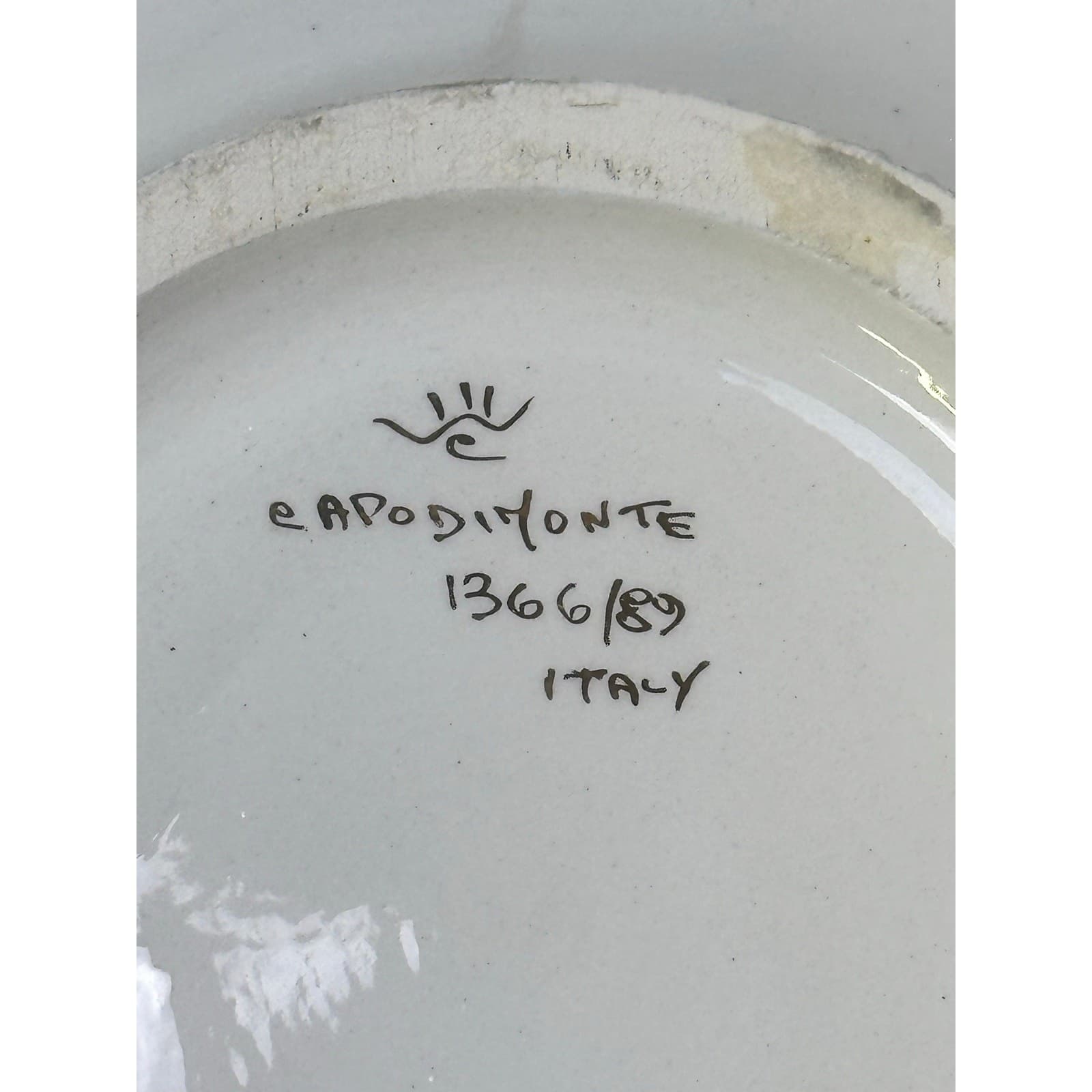 Capodimonte Italian Vintage 1950-1970 Raised Relief Porcelain 11.5" Ash Tray - Thumbnail 11