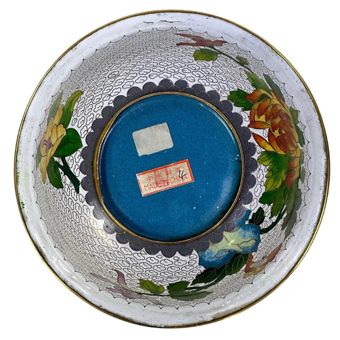 Chinese Mid 20th Century Cloisonne Enamel Bowl Vibrant Floral Designs-Exquisite - Thumbnail 7