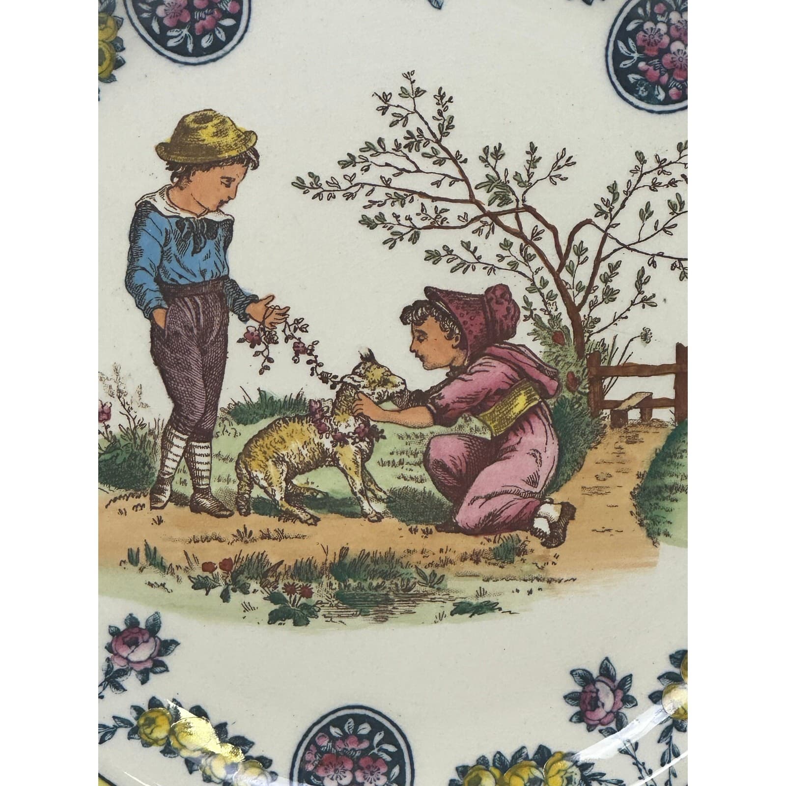 Antique 19th Century Wedgwood Etruria 'Garland' Kate Greenaway 10.25" Plate - Thumbnail 2