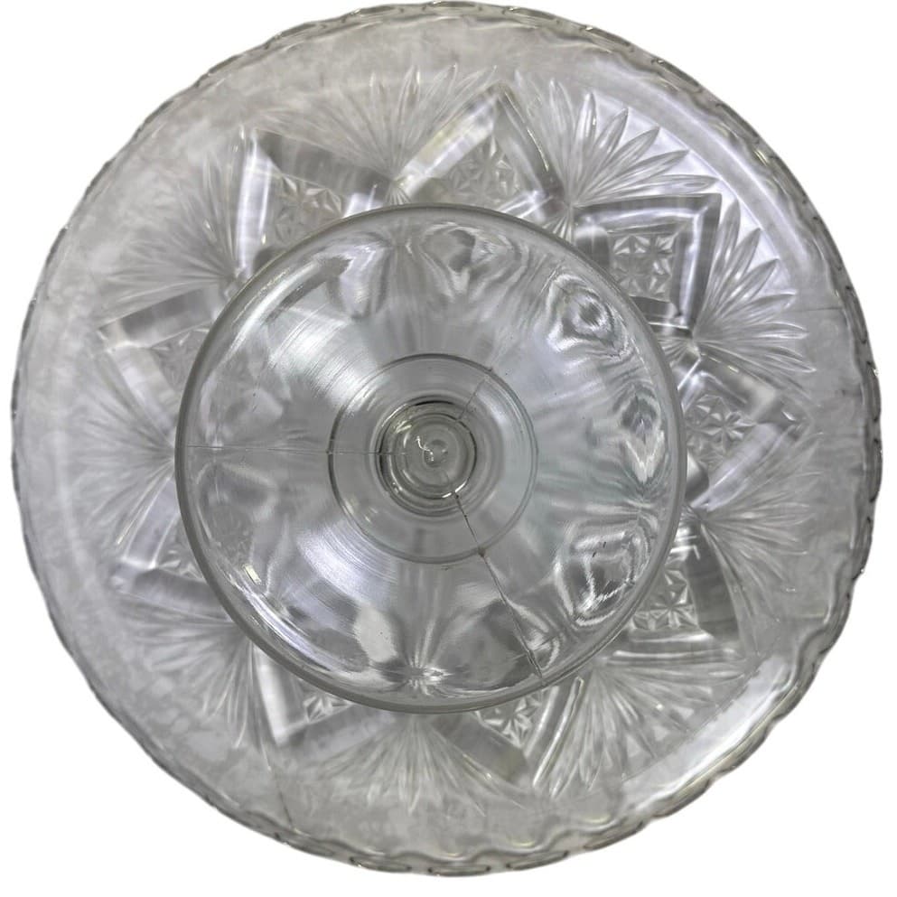 EAPG Diamond and Sheaf Scalloped Edge Late 19th Century 12.25" Cake Stand - Thumbnail 5