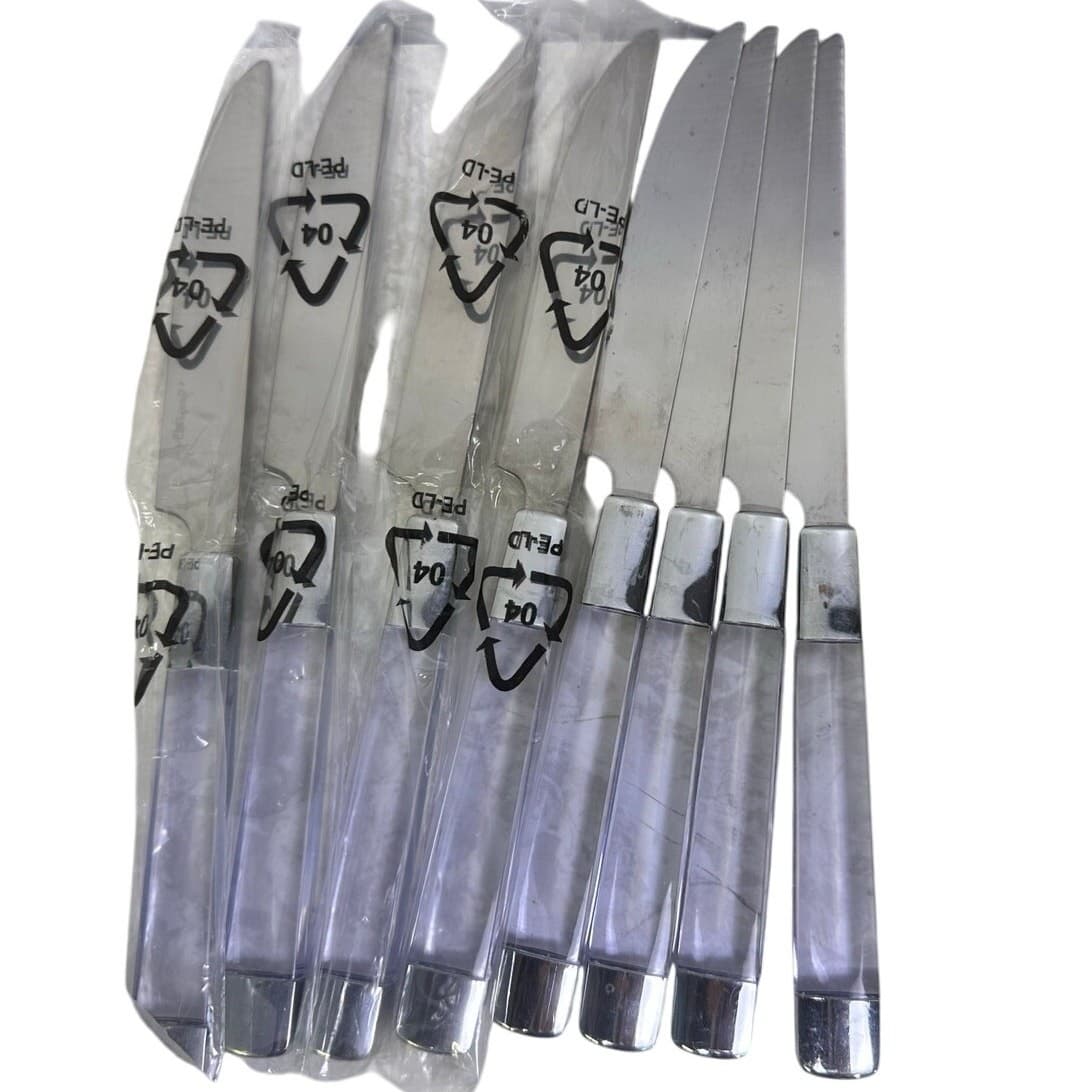Stainless Steel Clear Lucite Handled Flatware 5-PC Setting-40-PC Service for 8 - Thumbnail 5