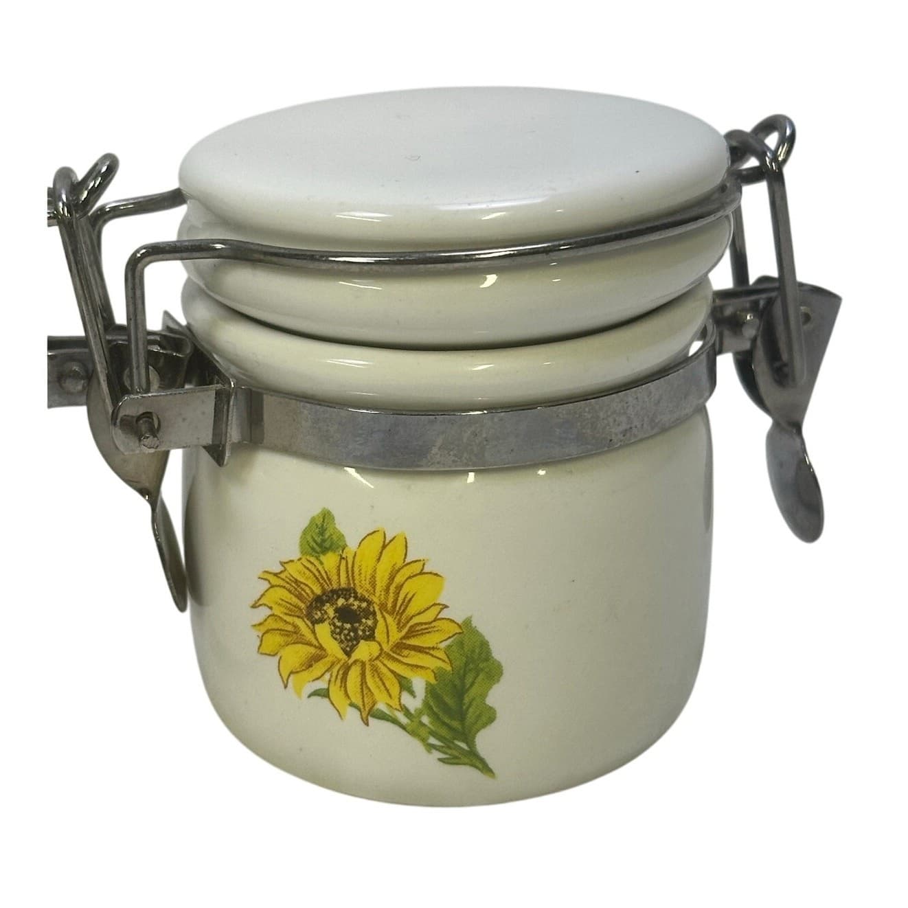 WCL Ceramic Mini Floral Design Spice Jar Canisters with Wooden Spoons-Set of 6 - Thumbnail 5