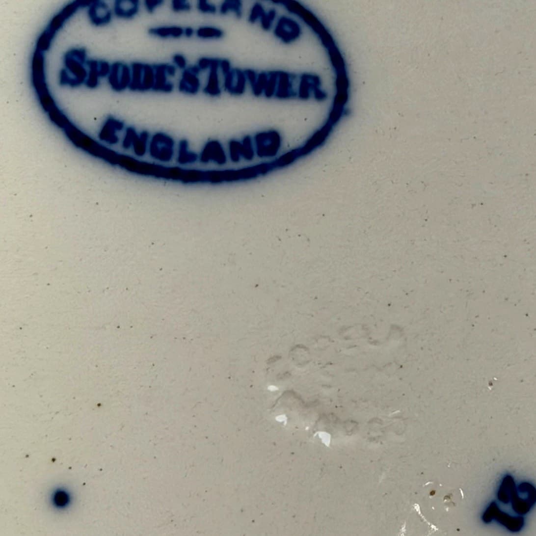 Antique Copeland Spode's Tower Blue Transferware Handle Platter Tray England 11" - Thumbnail 7