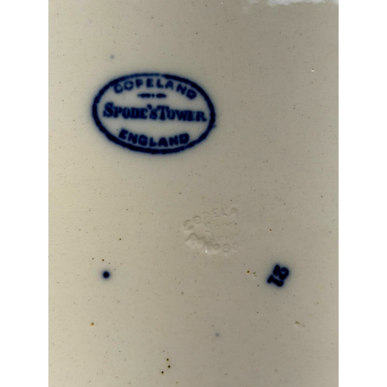Antique Copeland Spode's Tower Blue Transferware Handle Platter Tray England 11" - Thumbnail 6