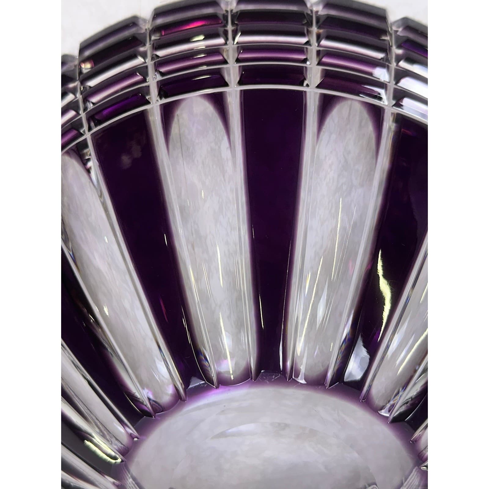Caesar Crystal Bohemiae Czech Hand Cut 24% Lead Crystal XLG 'NORA' Bowl Violet - Thumbnail 8