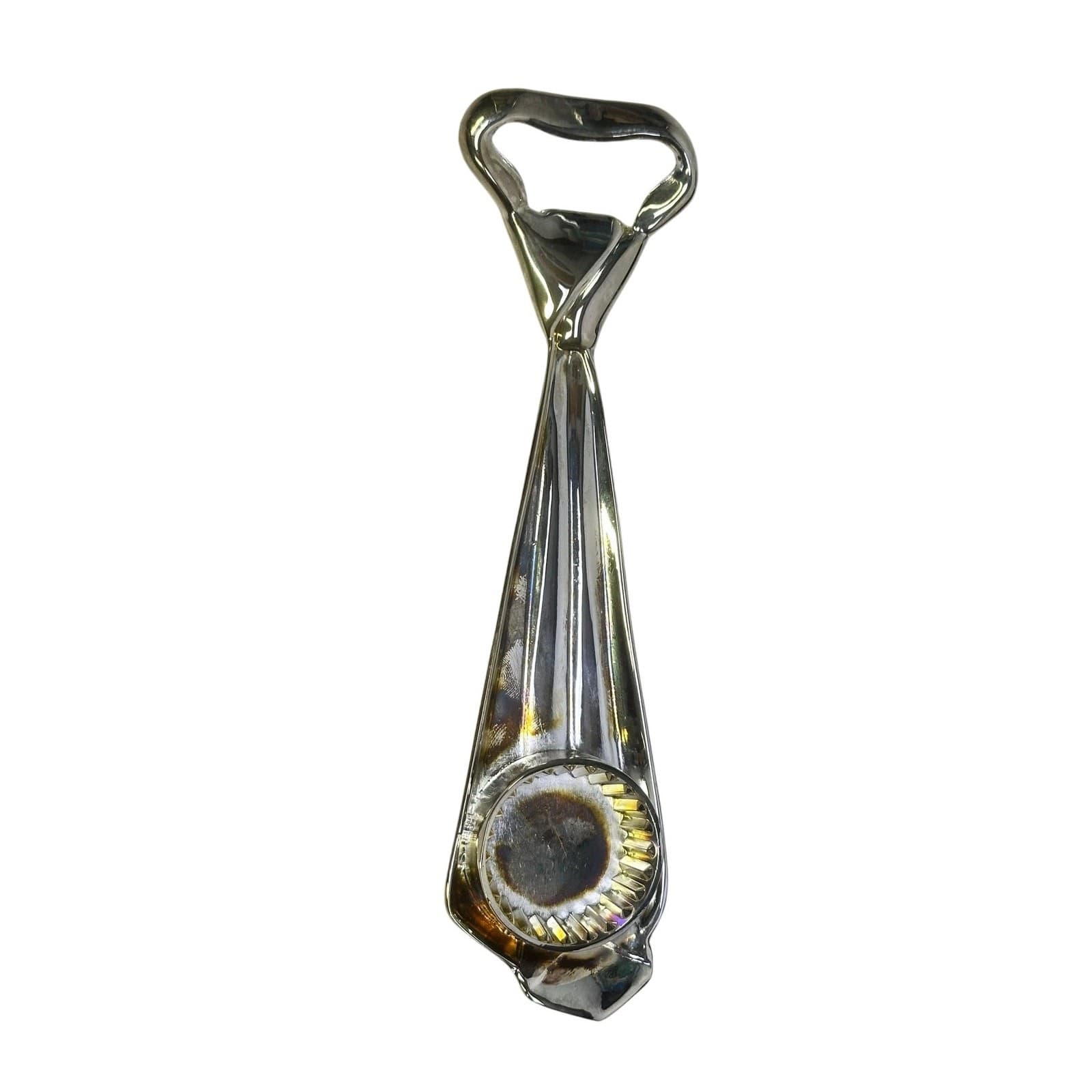 Silverplate Vintage 1970's Necktie 6.5" Retro Barware Bottle Opener - Thumbnail 5