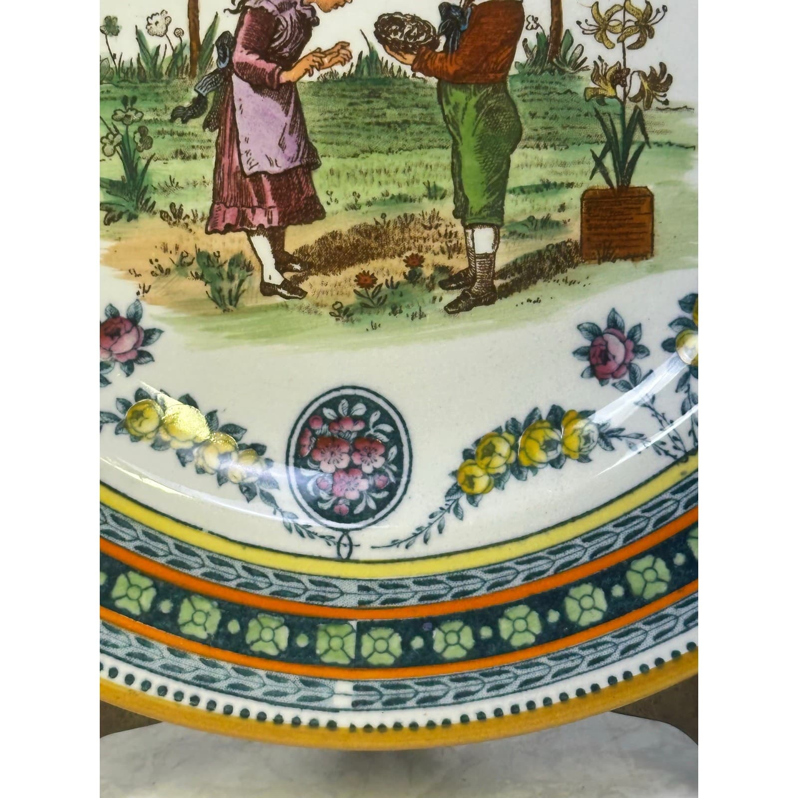 Wedgwood Antique 19th Century 'Garland' Kate Greenaway Etruria 10.25" Plate - Thumbnail 6