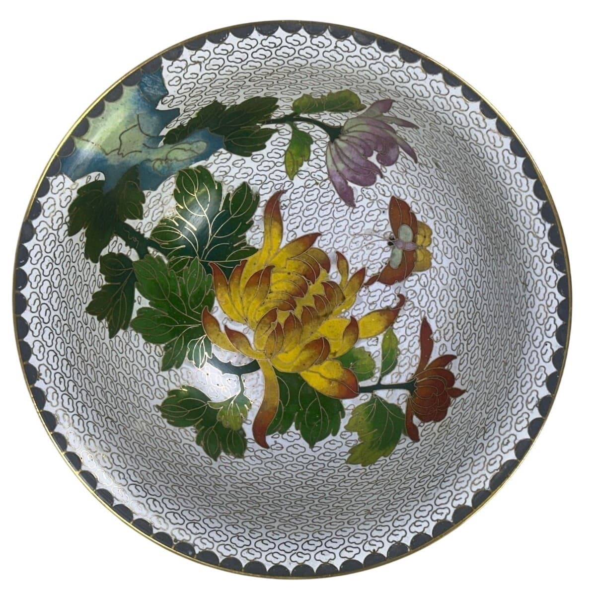 Chinese Mid 20th Century Cloisonne Enamel Bowl Vibrant Floral Designs-Exquisite - Thumbnail 5