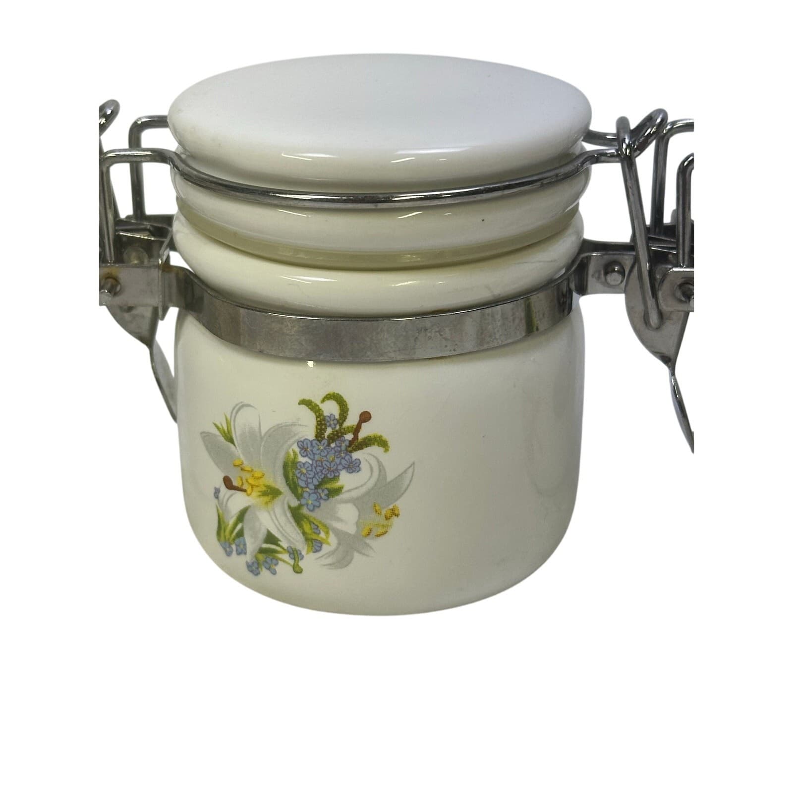 WCL Ceramic Mini Floral Design Spice Jar Canisters with Wooden Spoons-Set of 6 - Thumbnail 12