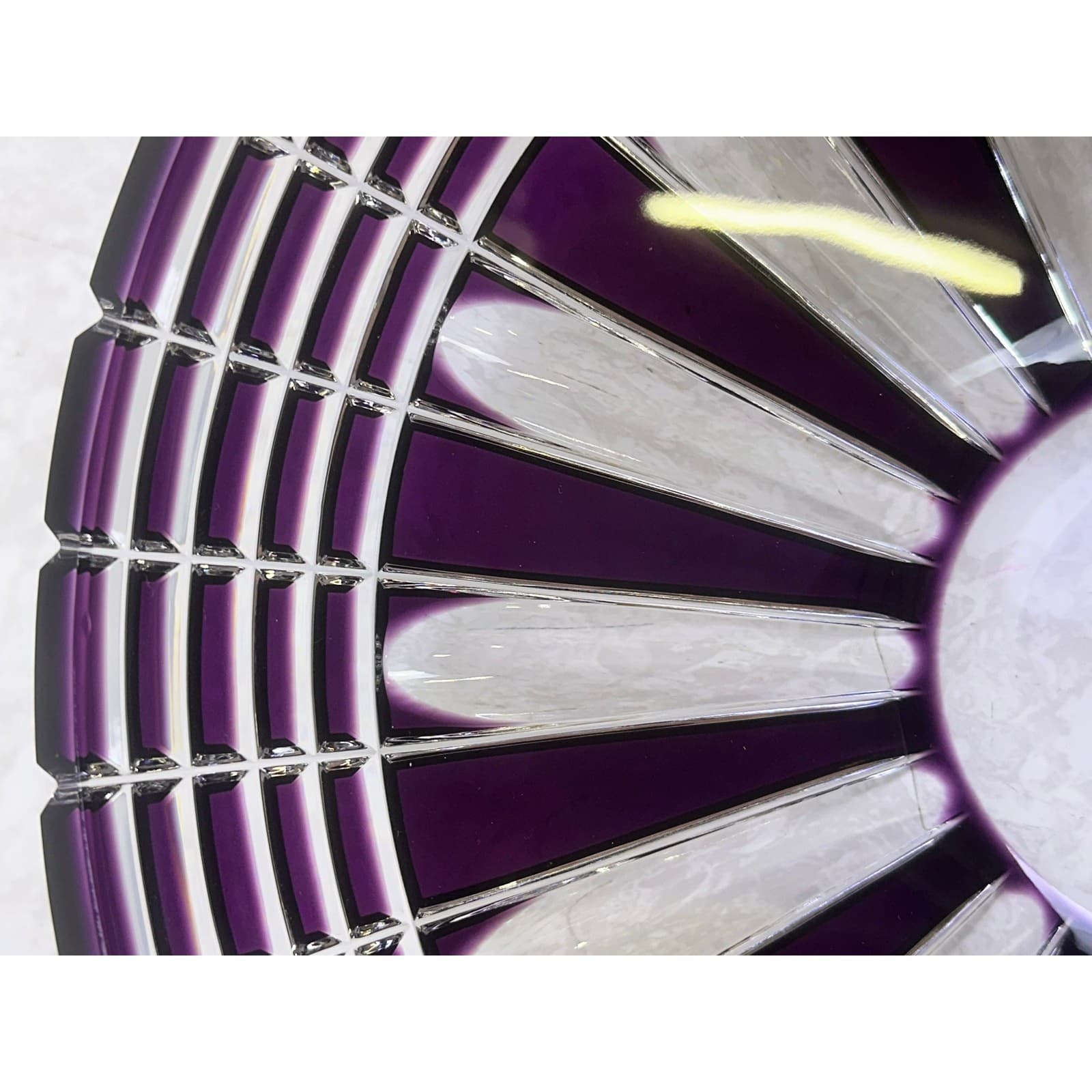 Caesar Crystal Bohemiae Czech Hand Cut 24% Lead Crystal XLG 'NORA' Bowl Violet - Thumbnail 5