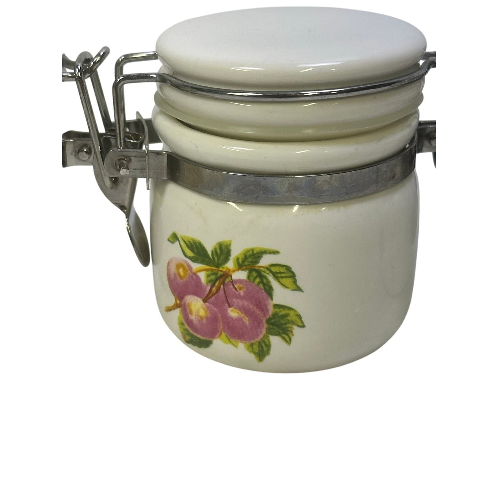 WCL Ceramic Mini Floral Design Spice Jar Canisters with Wooden Spoons-Set of 6 - Thumbnail 3