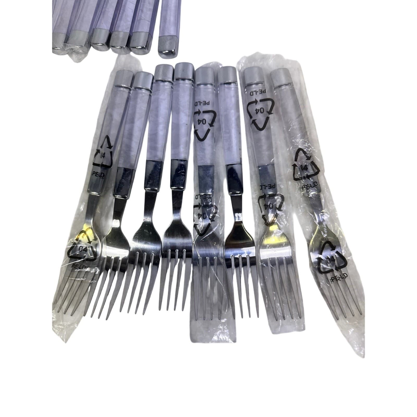 Stainless Steel Clear Lucite Handled Flatware 5-PC Setting-40-PC Service for 8 - Thumbnail 2