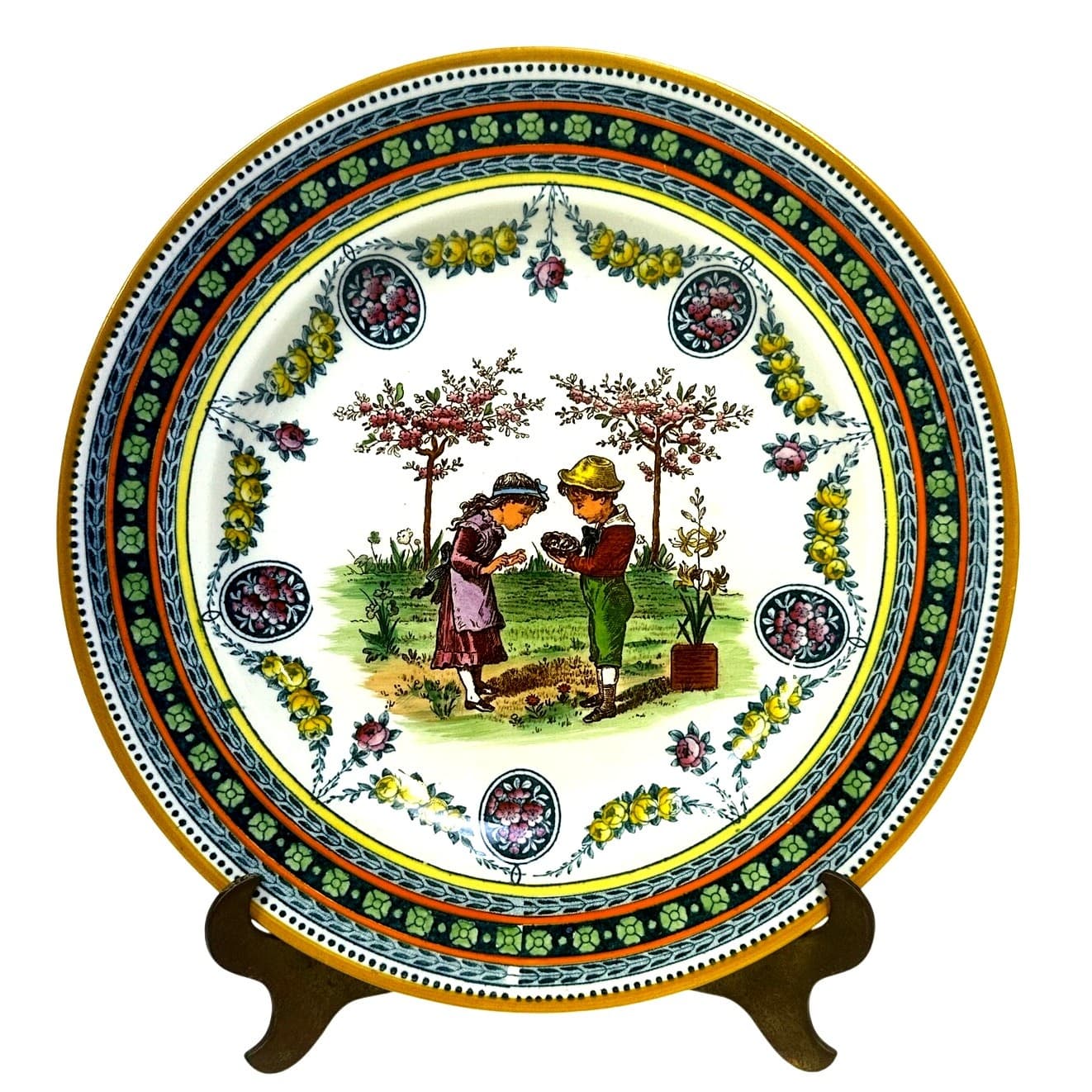 Wedgwood Antique 19th Century 'Garland' Kate Greenaway Etruria 10.25" Plate