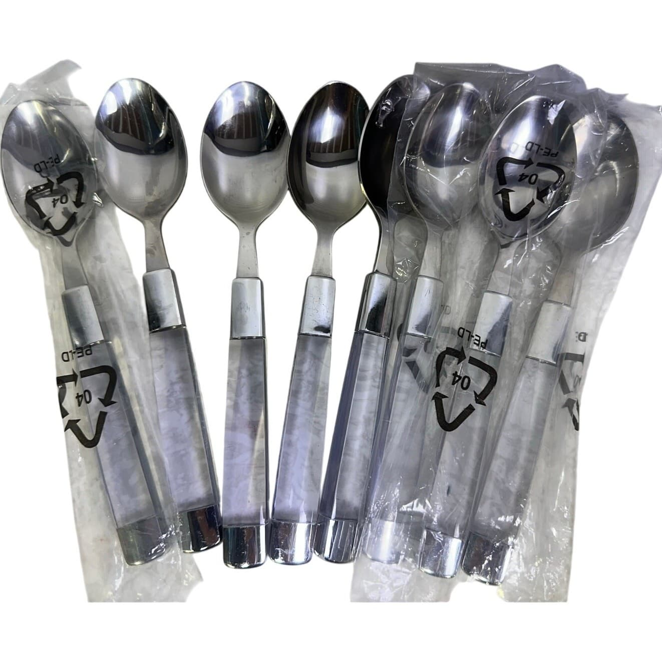 Stainless Steel Clear Lucite Handled Flatware 5-PC Setting-40-PC Service for 8 - Thumbnail 4