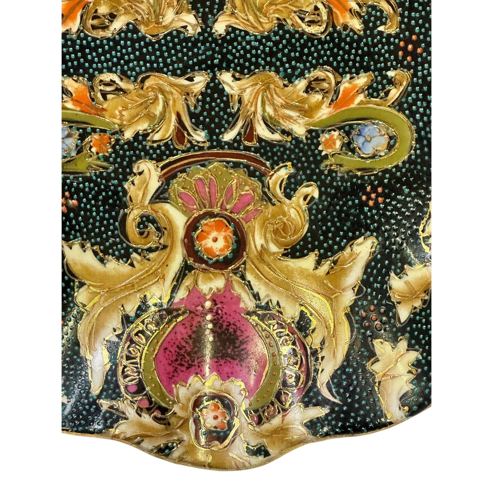 Large Satsuma Style Vintage Mid Century Cloisonne Ruffle Edge 10.25" Bowl - Thumbnail 7