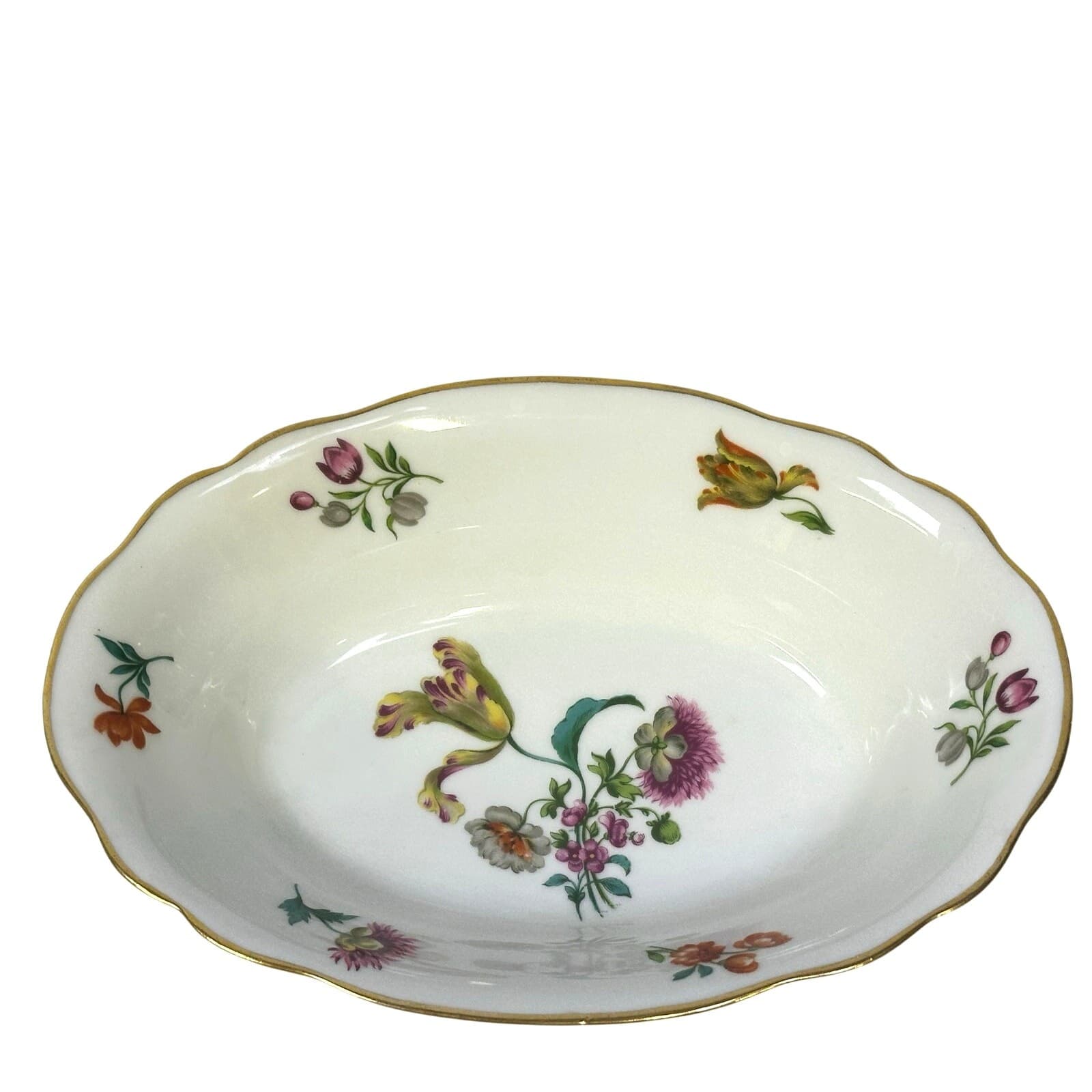 AJCO (AJ07) Vintage 1930's Gold Trim 'Flower' Oval 10 x 7 Serving Bowl - Thumbnail 2