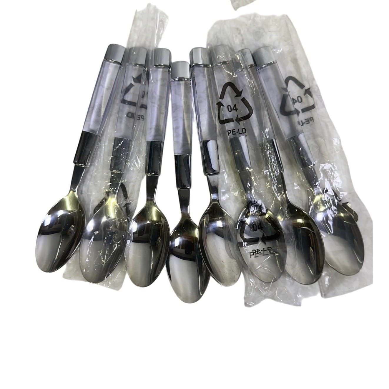 Stainless Steel Clear Lucite Handled Flatware 5-PC Setting-40-PC Service for 8 - Thumbnail 3