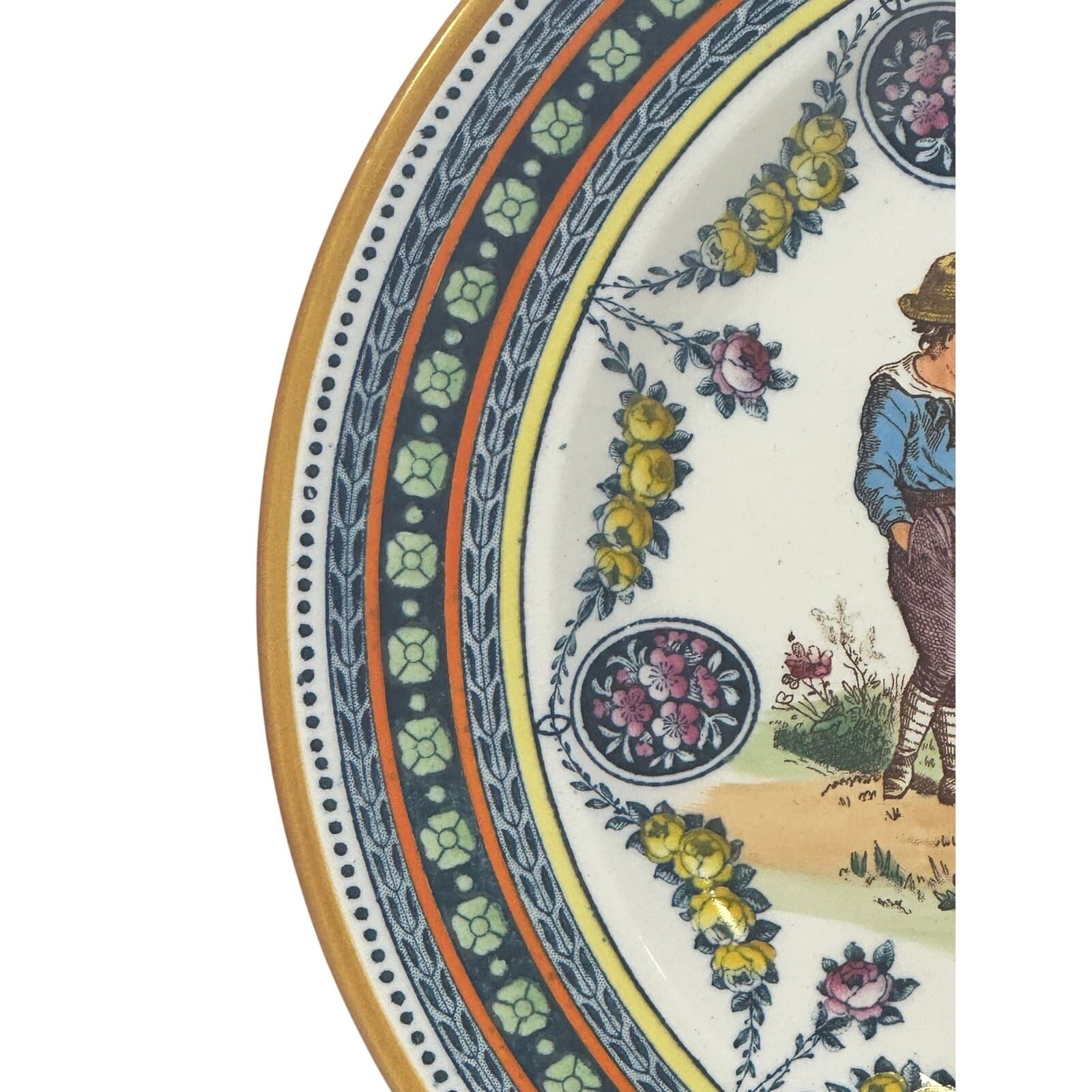 Antique 19th Century Wedgwood Etruria 'Garland' Kate Greenaway 10.25" Plate - Thumbnail 3