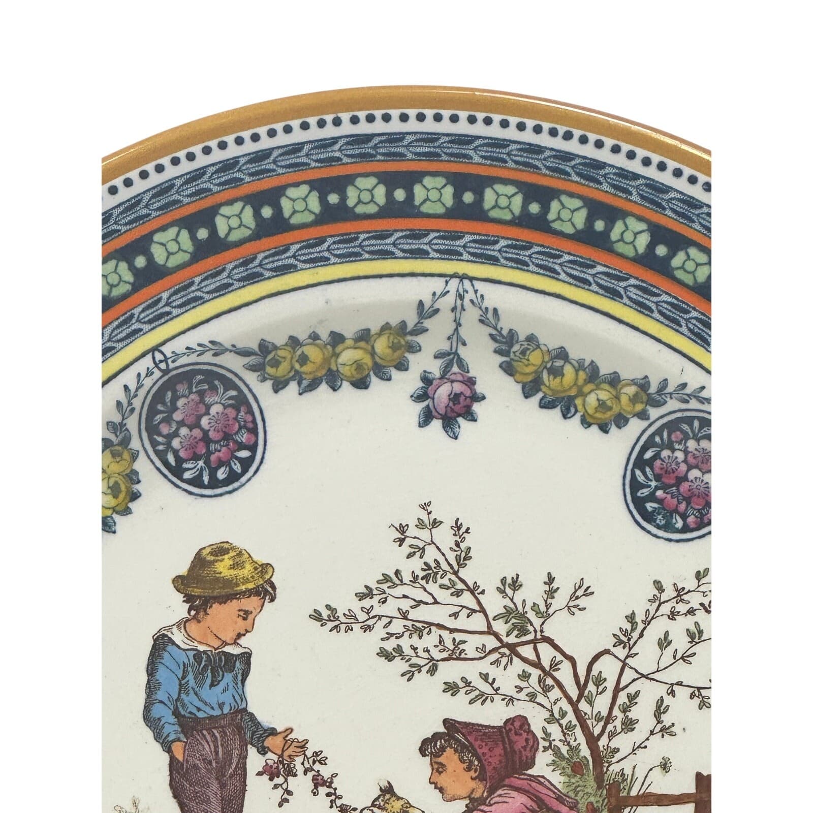 Antique 19th Century Wedgwood Etruria 'Garland' Kate Greenaway 10.25" Plate - Thumbnail 4