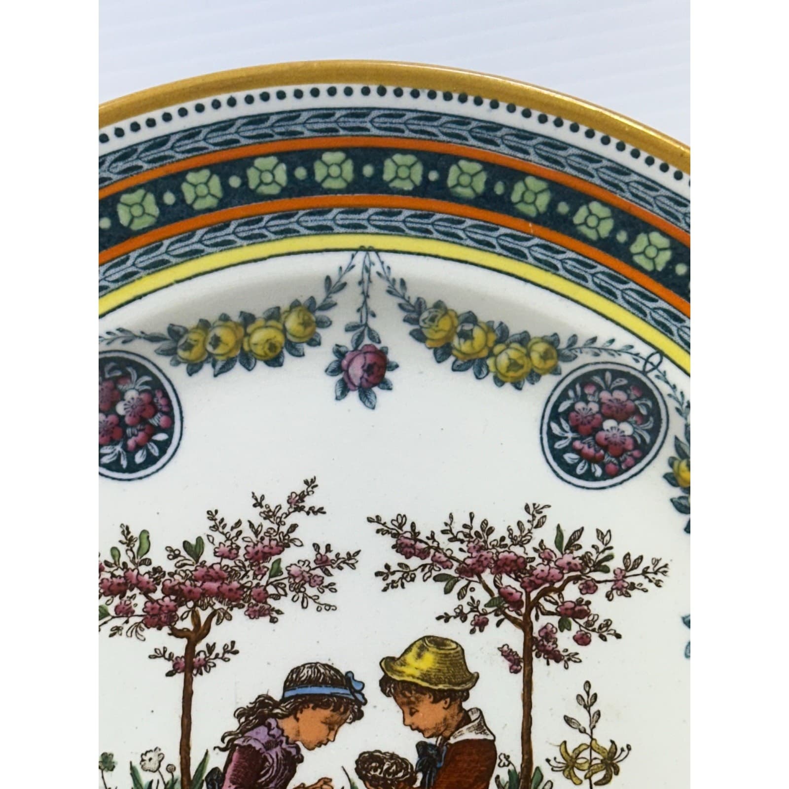 Wedgwood Antique 19th Century 'Garland' Kate Greenaway Etruria 10.25" Plate - Thumbnail 4